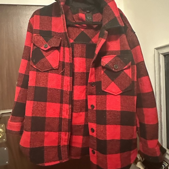 Plaid Red and Black Women's Jacket - Picture 3 of 3